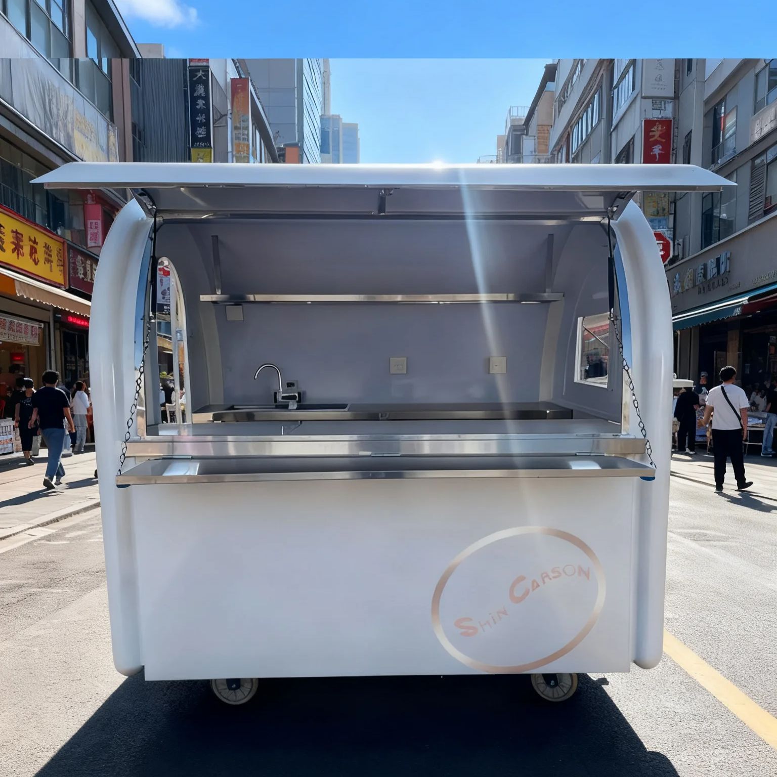 Food Snacks Business - 야외 푸드 트레일러 원형 이동식 간식