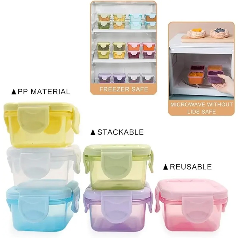 4Pcs 미니 밀폐 식품 저장 용기 누출 방지 플라스틱 - Food Snacks For 1 Year Old 리뷰 및 가격